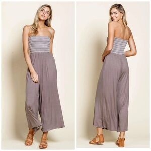 Women's Strapless Jumpsuit in Mocha